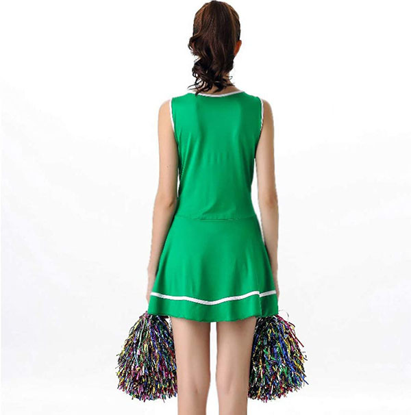 Зеленый костюм болельщика нарядное платье школьная музыкальная форма черлидинга без помпона
